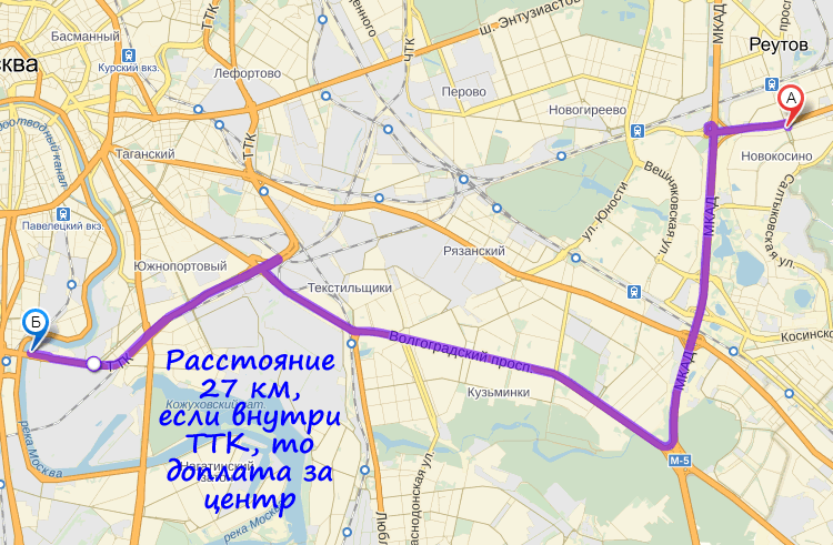 Расстояние до района Даниловский