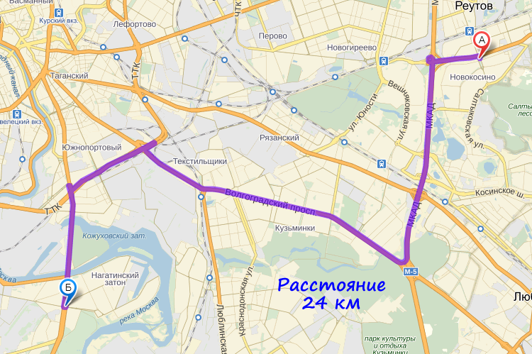 Расстояние до метро Коломенская